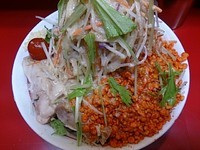 「冷やし中華 辛揚げマシマシ ヤサイ アブラ カラメ ニンニク」@千里眼の写真