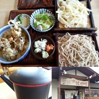「舞茸天丼セット(舞茸天丼＋うどん＋そば)750円→500円」@そば処 はせ川の写真
