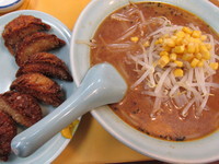 「みそラーメン+揚げ餃子　「450円+300円」」@どさんこ太郎の写真