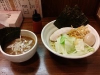 「四種の魚のつけ麺(中盛)＋具だくさん」@『   』（無銘）の写真