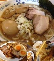 「味玉背脂煮干しラーメン 900円＋生ビール 他」@二葉 上荻店の写真