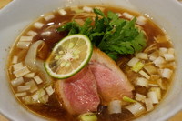 「鴨そば（細麺）＋大盛」@紫 くろ㐂の写真