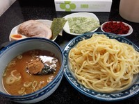 「特製つけ麺　中盛り　海苔　エビ辛味」@縁者の写真