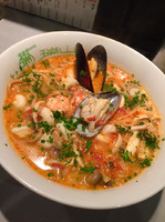 「【期間限定】秋野菜と魚介のトマトクリーム麵￥860」@中華蕎麦 瑞山（ZUIZAN）の写真