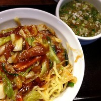 「スタミナ冷やし 塩スープ付き」@スタミナラーメン 馬しゃ屋の写真