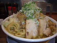 「カレーラーメン(730円)(野菜増しニンニクアブラ)半ライス」@ラーメン・つけ麺 笑福 米子陰田店の写真