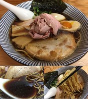 「煮干しそば（黒）680円チャーシュー200円 味玉100円」@中華そば よしかわの写真