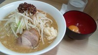 「味噌ラーメン　麺少なめ辛み豚1枚、生玉子、にんにく　750円」@ラーメンいつきの写真