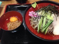 「とろろそば（月見付き）＋大盛り＋納豆【720円】」@甲斐そばの写真