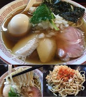 「淡麗味玉煮干ラーメン850円+鶏団子100円+替え玉100円」@らぁめん小池の写真