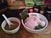 「アハハ煮干味玉つけ麺(900円)+ライス中(100円)」@中華そば ムタヒロの写真