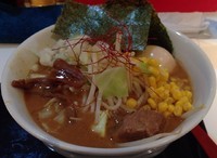 「3SO赤らーめん(限定･L)＋味玉＋ごはんに炙りチーズ」@RA-MEN 3SOの写真