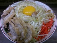 「小ぶたダブル 汁なし ネギ ベニ ニンニク少し」@ラーメン二郎 横浜関内店の写真