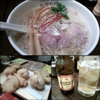 「【出前ラーメン】ワハハ煮干そば（塩）＋ホッピー他」@串あげ ムタヒロの写真