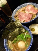 「【限定】特製濃厚鶏つけそば￥1000＋大盛り￥100＋ビール」@狼煙 〜NOROSHI〜の写真