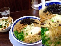 「ナイトゲリラー汁・魚介醤油＋背脂750円＋チャーシュー丼300」@丸直の写真