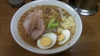 「ラーメン麺半分ゆで卵ニンニク」@ラーメンの店 どでん 北浦和店の写真