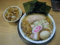 「特製アブラ煮干そば1030円+ランチB（肉めし）150円」@煮干そば 流。の写真