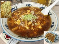 「麻婆ラーメン 餃子(三個) 生ビール 大王特別メニュー」@つけ麺大王 蒲田店の写真