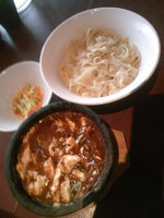 「頂天石焼麻婆つけ刀削麺８５０円」@陳家私菜 新宿店の写真