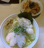 「塩ワンタン麺+味玉+ミニ鶏皮丼」@桜台らぁ麺 美志満の写真