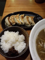 「ランチC（白めし小・焼き餃子）150円」@武藤製麺所の写真