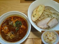 「【限定50食】牛スジ肉の赤ワイン煮込みつけ麺＋チーズごはん」@らーめん カッパハウスの写真