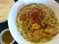 「【本日の限定】グリーンカレーラーメン（追い飯付）￥830」@和風らーめん 凪の写真
