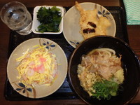 「冷やしぶっかけうどん(小)(290円)鶏天(120円)他」@こだわり麺や 高松店の写真