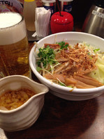 「まぜそば ¥800 + ビール ¥500」@つけめん TETSU 武蔵小杉店の写真