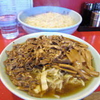 「チャーシューやさいメンマつけそば 1,350円（温盛り）+α」@丸長 目白店の写真