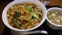 「スタミナ冷やし（具増し）+塩ｽｰﾌﾟ」@スタミナラーメン 馬しゃ屋の写真