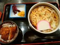 「温かいうどんセット(うどん＋ミニカツ)880円」@登利平 高崎モントレー店の写真