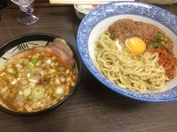 「【限定】エビ味噌かま玉つけそば＋プレミアム日本酒」@頓知房の写真
