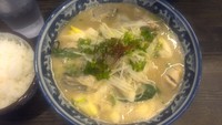 「【限定】下仁田葱と牡蠣の味噌麺（８５０円）半ライス付き」@あら焼鶏白湯 カシムラの写真