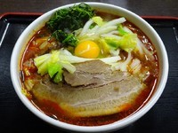 「辛い菜麺:太麺（900円）」@喜奴屋の写真
