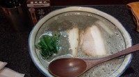 「魚三（手揉み平打縮れ麺）　850円」@烈志笑魚油 麺香房 三くの写真