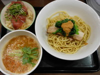 「鶏白湯のビスクつけ麺＋大根煮ごはん鰤合わせ＋細麺カエ玉」@ラーメン愉悦処 似星の写真