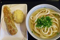 「かけうどん（1玉）＋半熟玉子＆竹輪天　620円」@讃岐うどん 條辺の写真