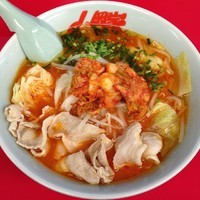 「期間限定)あったか豚キムチラーメン」@山岡家 東光店の写真