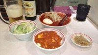 「ビールセット＋プチ麻婆丼＋ネギ＋たまご」@蒙古タンメン 中本 渋谷店の写真
