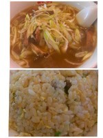 「【限定】ねぎそば(小)￥850+ﾁｬｰﾊﾝ(小)￥400」@中華そば まるきの写真