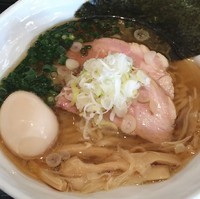 「塩我そば（中盛り無料平打ち麺） ６８０円＋味玉」@麺匠 我家の写真
