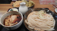 「肉汁つけうどん＋野菜天三種盛り」@笑乃讃の写真
