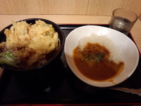 「特大かき揚げそば半カレーセット620円」@よもだそば 銀座店の写真