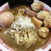 「中華ソバ＋味玉＋大葉入り鶏団子」@中華ソバ 伊吹の写真
