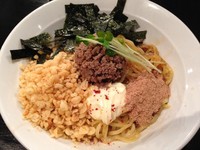 「肉味噌まぜそば(大盛)+唐揚げ(5個)+ご飯」@つけ麺・ラーメン カガミハラ55の写真