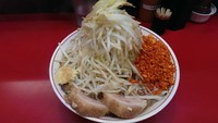 「大らーめん、豚一枚、野菜、ニンニク、空揚げ」@千里眼の写真