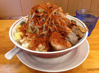 「小ラーメンかためヤサイたまねぎショウガからめ一味唐辛子」@らーめん いち大の写真