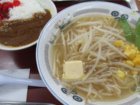 「塩もやしラーメン+ミニカレー丼　「350円+210円」」@山田うどん 庄和町店の写真